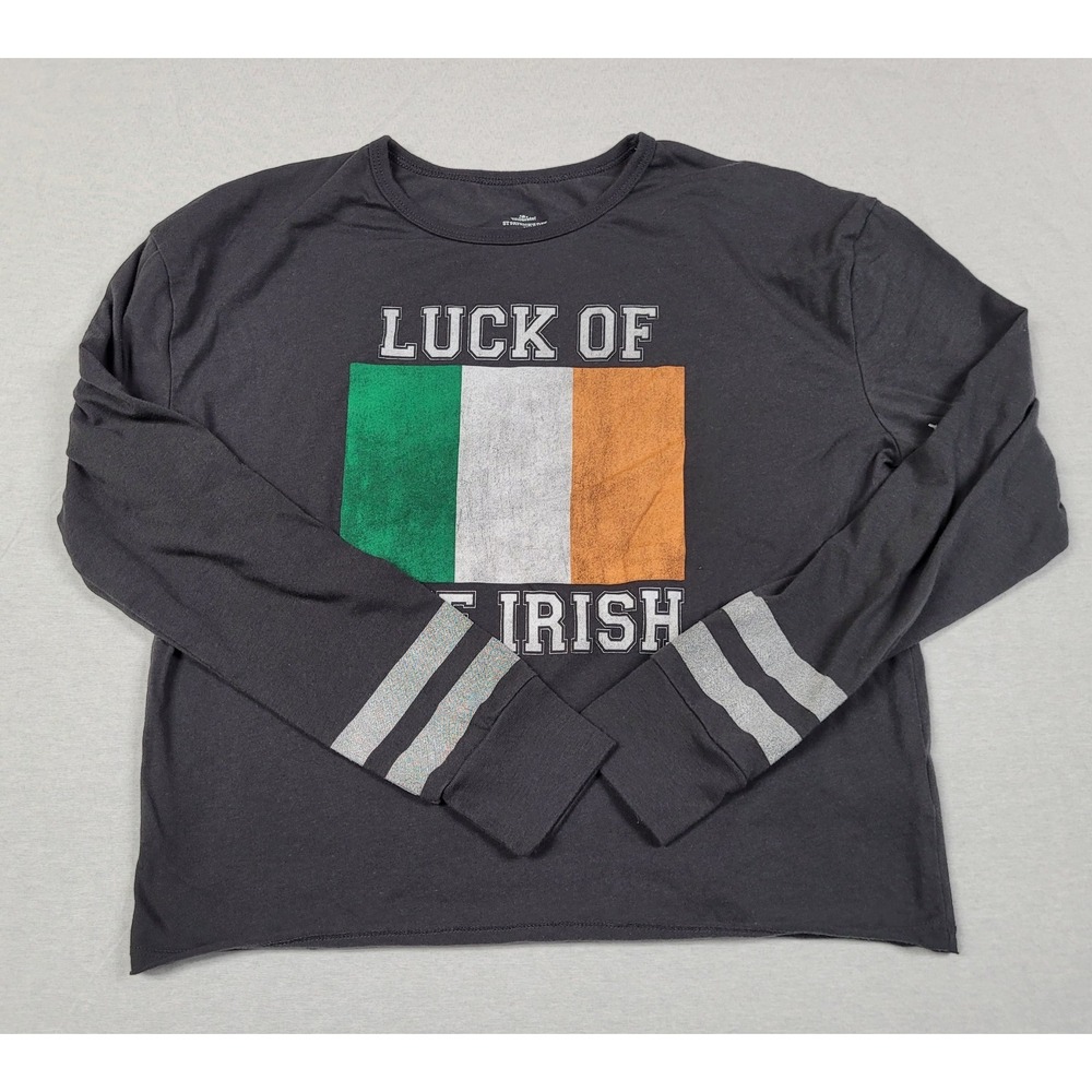 Way to Celebrate! St. Patrick's Day Lightweight Long-Sleeve Crop Top Shirt M 7/9